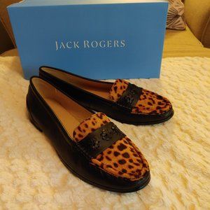 Jack Rogers Women's Black/Leopard Loafers  Size 9.5